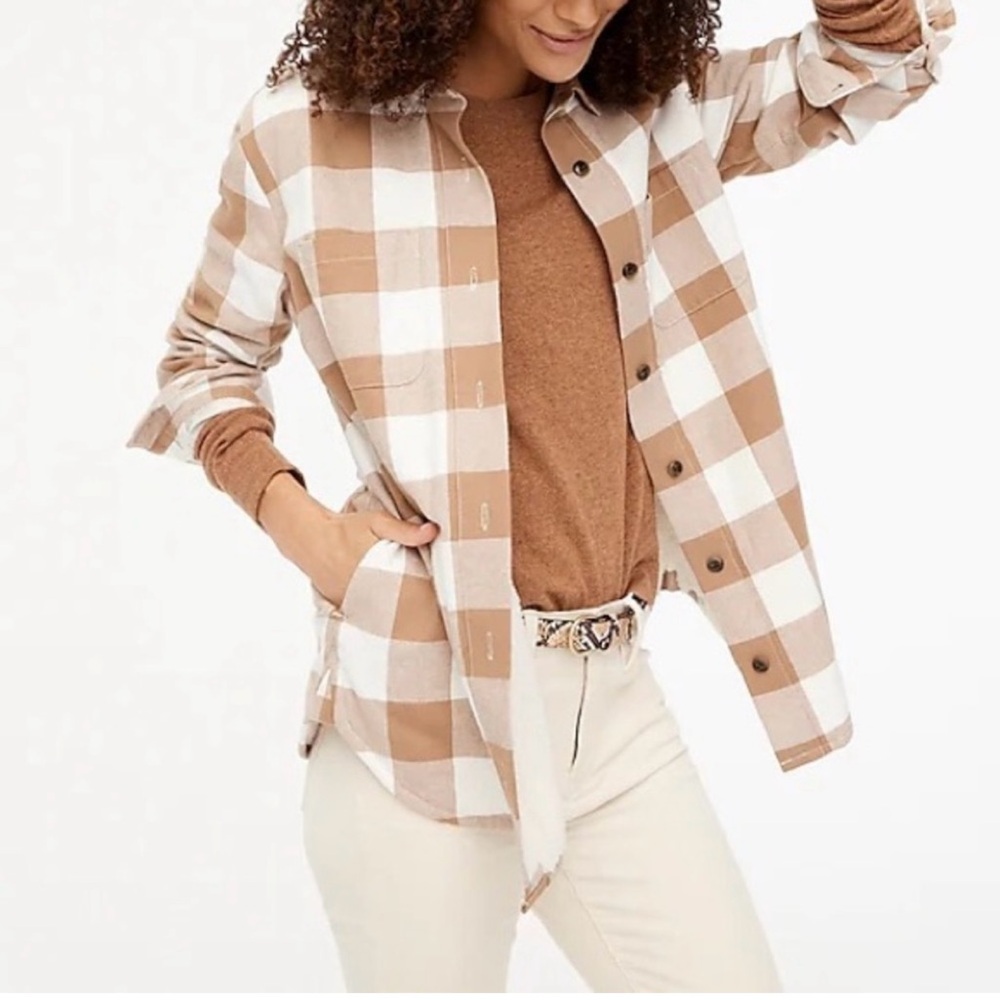 J Crew Plaid Sherpa Lined Shirt Jacket Size XS